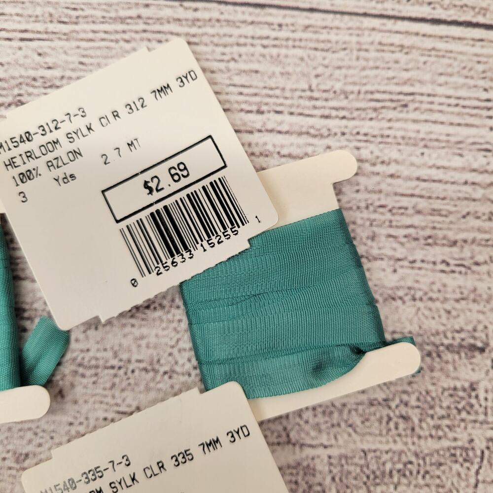 Mokuba Embroidery Sylk Ribbon - 7mm - 8 Packs Shades of Green - 3 yds each - Picture 9 of 10